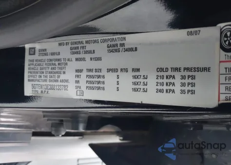 2008 Hummer H3 Suv из США, поврежденный, VIN 5GTEN13E388133782